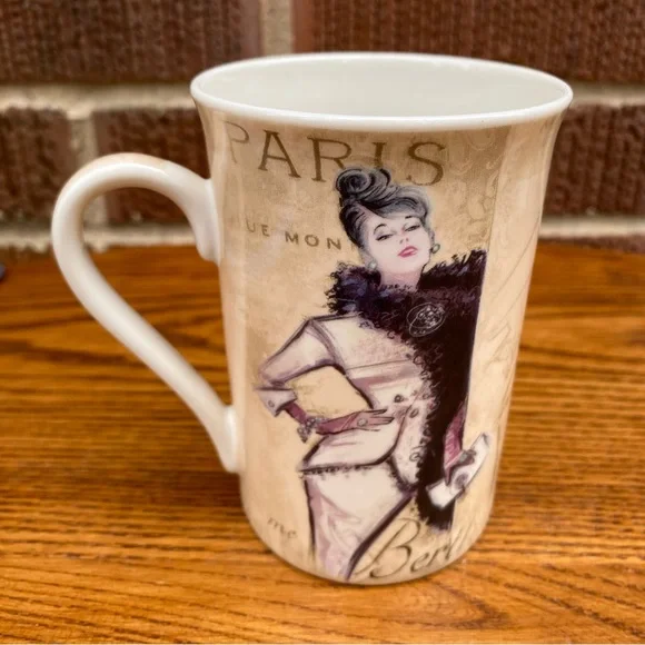 Kent Pottery Mug Paris Retro Fashion Parisian Lady Tea Cups Lover French - Picture 2 of 5